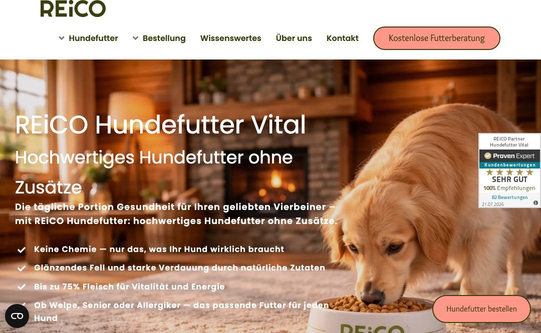 Screenshot of the Hundefutter-Vital website