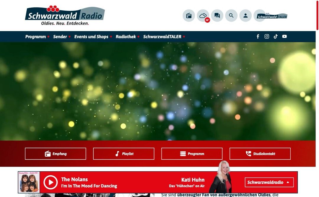 Screenshot of the Schwarzwaldradio website