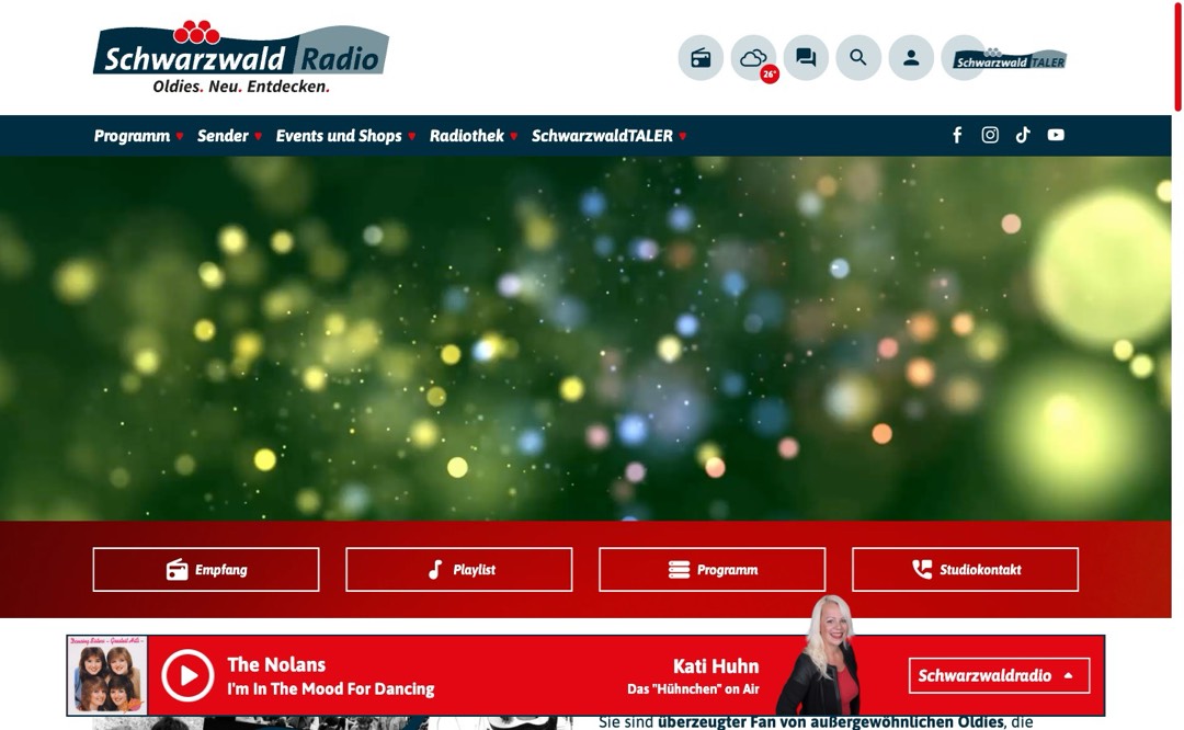 Screenshot of the Schwarzwaldradio website